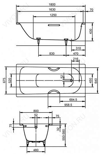 Kaldewei Стальная ванна "Advantage Saniform Plus Star 337" – фотография-4