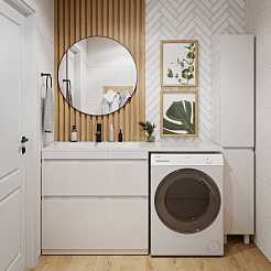 Vivon Тумба с раковиной под стиральную машину Donna 150L 2 ящика напольная белый глянец – фотография-14