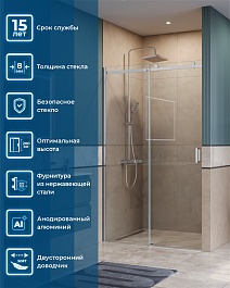 BelBagno Душевая дверь в нишу Soft Close-2 SOFT_CLOSE-2-BF-1-130-C-Cr 130x200 профиль хром стекло прозрачное – фотография-11