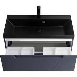 BelBagno Мебель для ванной Vittoria 100 подвесная Grigio Opaco с раковиной BB1000/450-LV-ART-AST-NERO – фотография-5