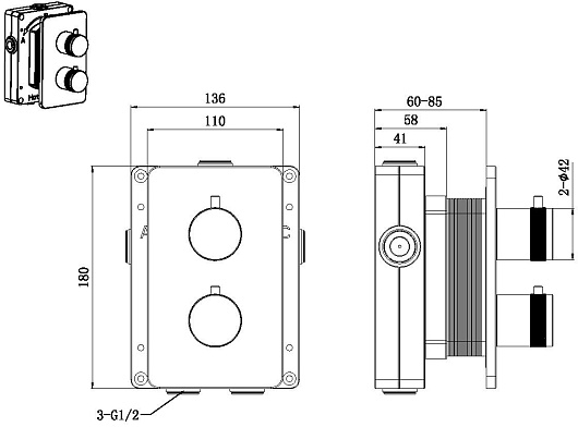 Allen Brau Смеситель для душа Priority 5.31113-31 (с внутренней частью, 1 выход) черный матовый – фотография-4