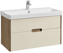 Акватон Тумба с раковиной Оливия 90 Бежевый/Дуб веллингтон – фотография-1