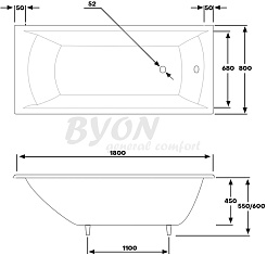 Byon Чугунная ванна Milan 180x80 – фотография-7