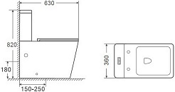 Azario Унитаз-компакт Indor AZ-T004B-R безободковый с бачком с сиденьем микролифт белый – фотография-13