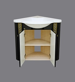 Misty Тумба с раковиной Olimpia Lux 60 угловая черная патина – фотография-8