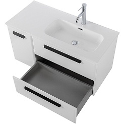 Cezares Тумба с раковиной Eco Cer-N 100-1 R bianco lucido CZR-8095-100-R ручки матовые чёрные – фотография-9