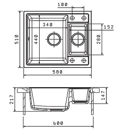 Florentina  Мойка гранитная Липси 580К мокко – фотография-2