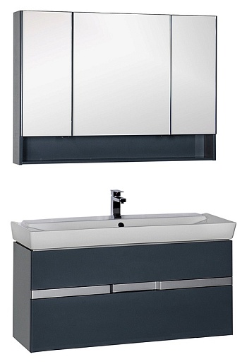 Aquanet Тумба с раковиной Виго 120 сине-серая – фотография-2