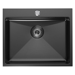 Mixline Мойка настольный монтаж 60/50 (3,0) выпуск 3 1/2 чёрный графит – фотография-2