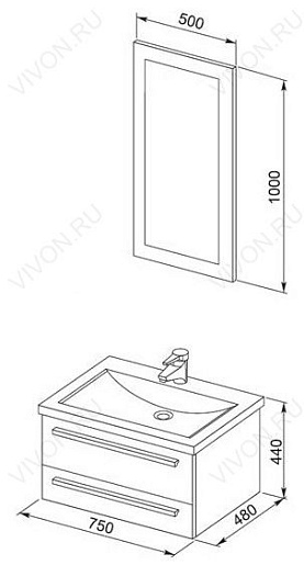 Aquanet Мебель для ванной  "Нота 75 лайт" белая (165380) – фотография-2