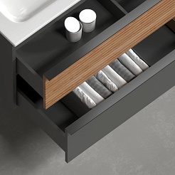 Sancos Тумба с раковиной Delta 80 дуб красный/графит раковина Grace 81 CN7012 – фотография-11