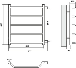 Domoterm Полотенцесушитель Лаура П5 500x600 (500) хром – фотография-3
