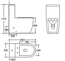 Azario Унитаз-моноблок Velluto AZ-6281 безободковый с бачком с сиденьем микролифт белый – фотография-15