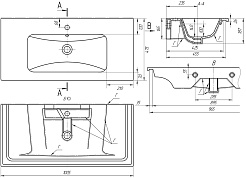 Brevita Тумба с раковиной Кристиан 100 подвесная серая/черная – фотография-6