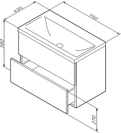 Am.Pm Тумба под раковину Gem 75 подвесная черная матовая – фотография-10