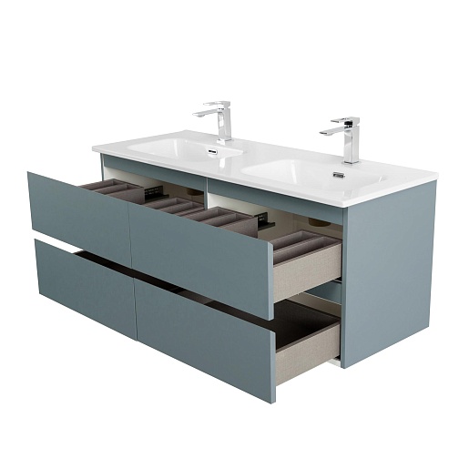 BelBagno Тумба с раковиной Kraft 120-2 подвесная Голубой матовый – фотография-8