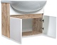 Runo Тумба с раковиной Лада 60 подвесная белая/дуб крафт – фотография-9