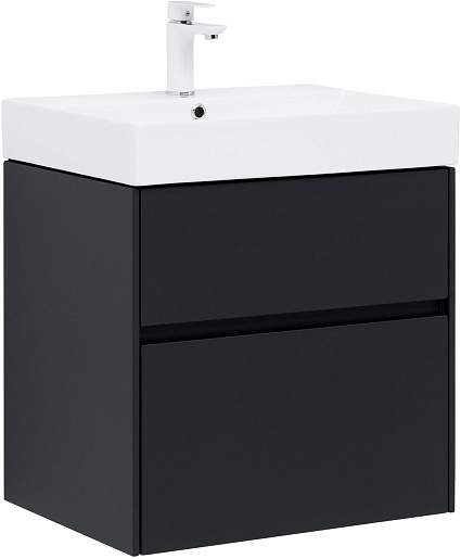 Aquanet Мебель для ванной Бруклин 60 подвесная черная матовая – картинка-11