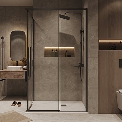 Grossman  Душевой уголок Galaxy 100x70x195 профиль черный матовый стекло прозрачное – фотография-5