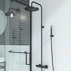 Paini Система душевая Cox 78PZ689TH 250 мм, с термостатом, черный брашированный PVD (PZ) – фотография-2