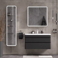 Equil Тумба с раковиной Eltoro 100 2 ящика подвесная черный софт – фотография-9