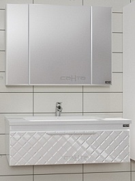 СанТа Мебель для ванной Калипсо 100 подвесная, зеркало-шкаф – фотография-1