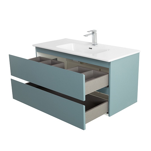 BelBagno Тумба под раковину Kraft 100 подвесная Голубой матовый – картинка-9
