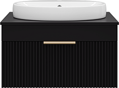 Brevita Тумба с раковиной Enfida 70 подвесная черная