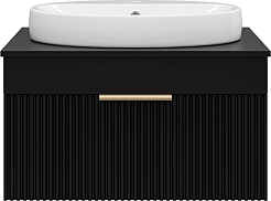 Brevita Тумба с раковиной Enfida 70 подвесная черная – фотография-1