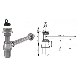 Alcaplast Сифон латунный с пробкой DN32 хром A437 – фотография-1