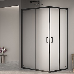 RGW Душевой уголок Passage PA-040B 100x90 профиль черный стекло матовое сатинат – фотография-2