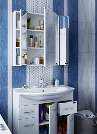 СанТа Зеркальный шкаф Стандарт 90 трельяж фацет белый – фотография-6