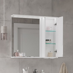 Volna Зеркальный шкаф Lake 80 R белый – фотография-4