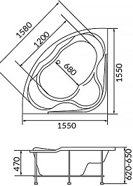 1Marka Акриловая ванна Luxe 155x155 – фотография-4