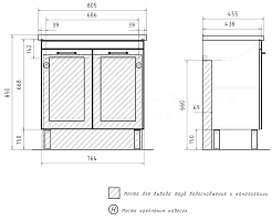 Equil Тумба с раковиной Lago 80 2 ящика напольная белая/дерево – фотография-4