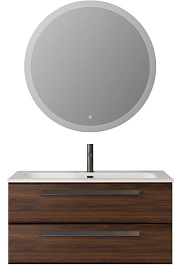 Cezares Тумба с раковиной Eco Cer-N 100 орех шоколад софт CZR-8073-100 ручки матовые чёрные – фотография-2