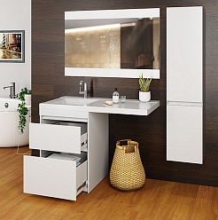 Mixline Тумба с раковиной Созвездие 120 L под стиральную машину белая – фотография-8