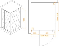 RGW Душевой уголок Passage PA-078B (PA-008B + Z-050-2B) 100x120 профиль черный стекло прозрачное – фотография-3