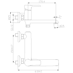Rossinka Смеситель W35-33 для ванны с душем – фотография-2