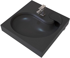 Stella Polare Раковина над стиральной машиной Шебби 60х60 черная матовая – фотография-1