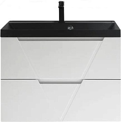 BelBagno Тумба с раковиной Vittoria 80 подвесная Bianco Opaco с раковиной BB800/450-LV-ART-AST-NERO – фотография-1