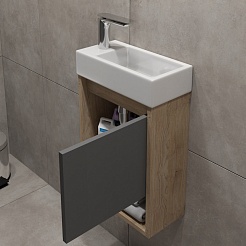 Teymi Тумба с раковиной Nura 37 L подвесная дуб/графит – фотография-6