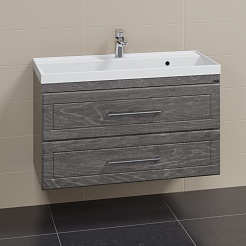 СанТа Тумба для умывальника Венера 100 дуб шале графит – фотография-2