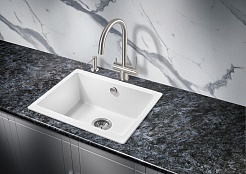 Milacio Мойка кухонная Leon 55 Cuarzo белая – фотография-5