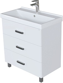 Mixline Мебель для ванной Стив 80 R 3 ящика белая – фотография-5