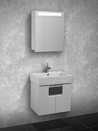  Зеркальный шкаф Glass 60 белое – фотография-3