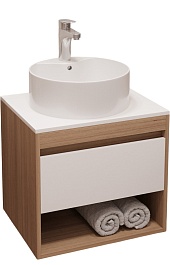 Teymi Тумба с раковиной Ritta 65 дуб эврика/белый матовый T60520 раковина T50104 – фотография-1