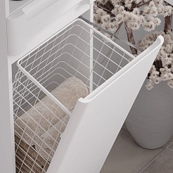 Equil Шкаф пенал Nice 40 с корзиной напольный белый – фотография-5