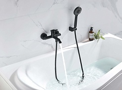 Aquatek Смеситель для ванны с душем Европа AQ1349MB матовый черный – фотография-5