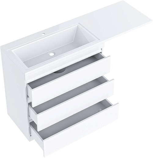 Vivon Тумба с раковиной под стиральную машину Donna 150L 3 ящика напольная белый глянец – картинка-7